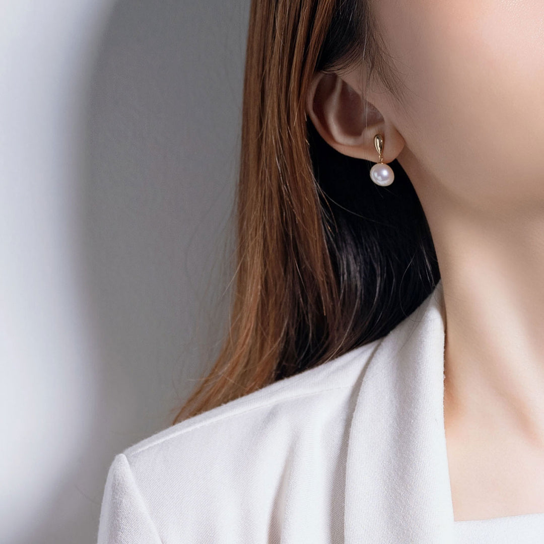 18k Freshwater Pearl Earrings KE00102 | Si Dian Jin - PEARLY LUSTRE