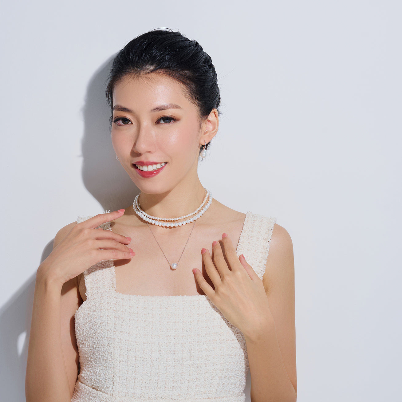 18K Gold Interchangeable 9-10MM Freshwater Pearl Necklace KN00050 | POSSIBILITIES - PEARLY LUSTRE