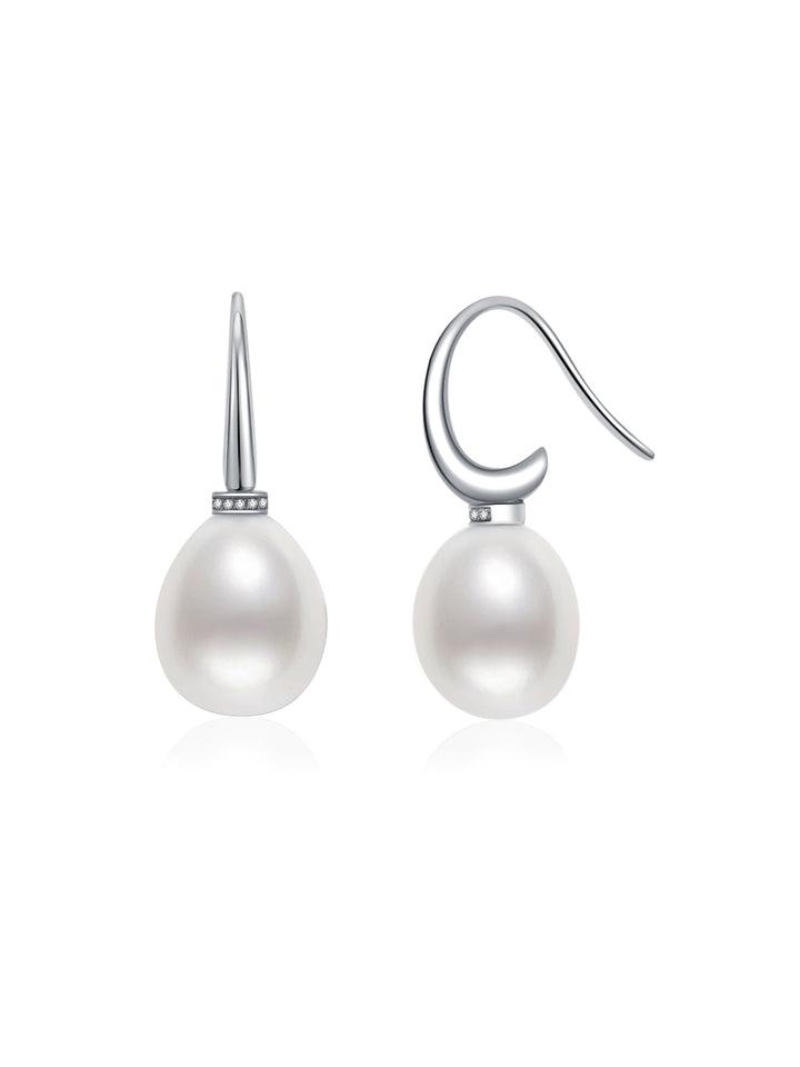 Boucles d'oreilles en or massif 18 carats et diamants australiens en perles blanches des mers du Sud KE00103