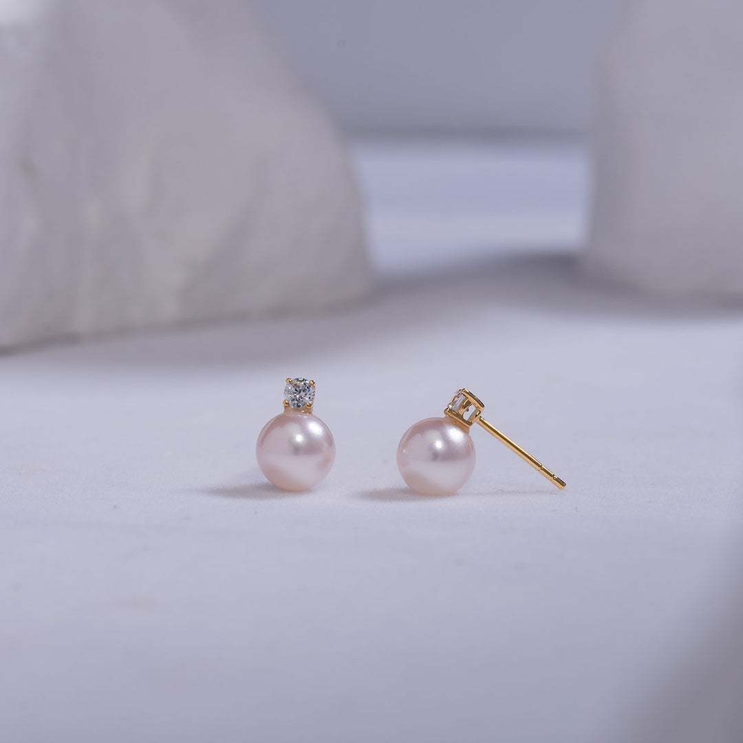 18K Gold Hanadama Akoya Pearl Earrings KE00108 - PEARLY LUSTRE