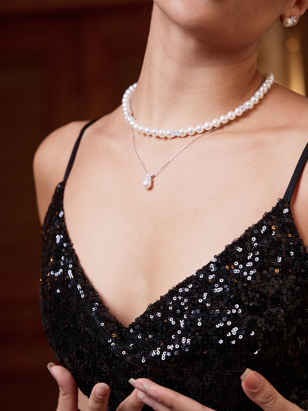 Kalung Mutiara Akoya Berlian Gred Teratas 18K KN00132 | EVERLEAF