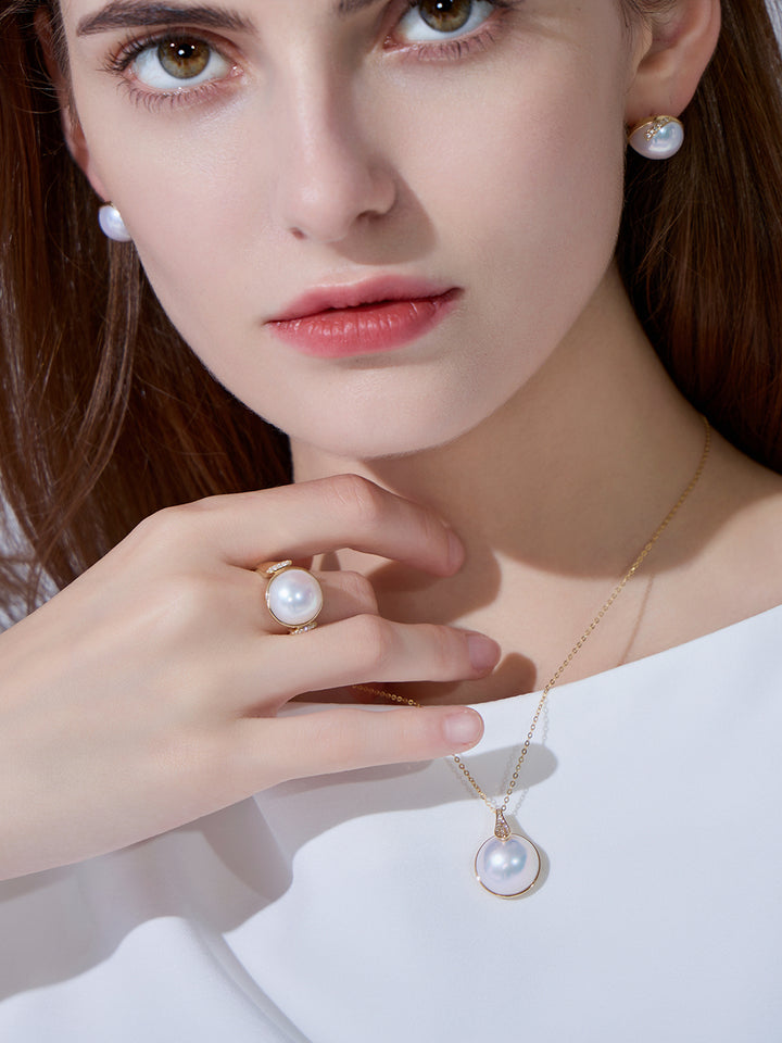 18K Diamond Edison Pearl Ring KR00059