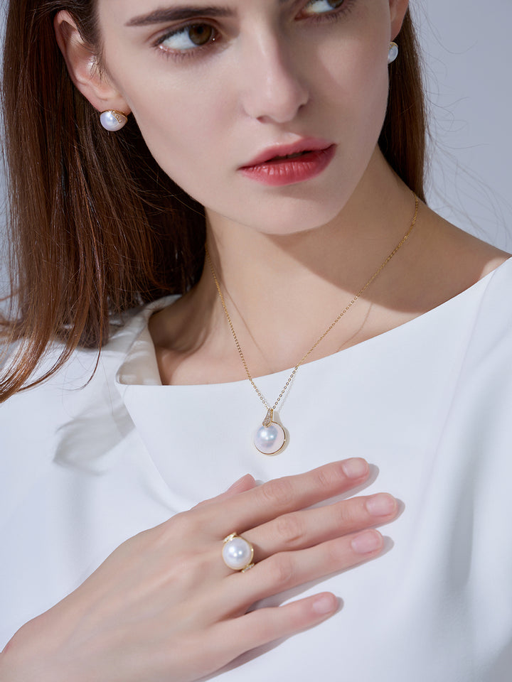 18K Diamond Edison Pearl Ring KR00059