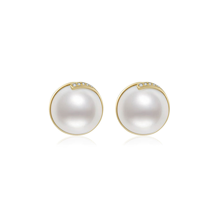 18K Diamond Edison Mabe Pearl Earrings KE00123 - PEARLY LUSTRE