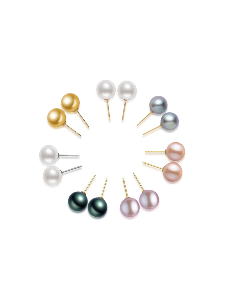 Boucles d'oreilles clous en perle de première qualité en or 18 carats KE00125 | POSSIBILITÉS