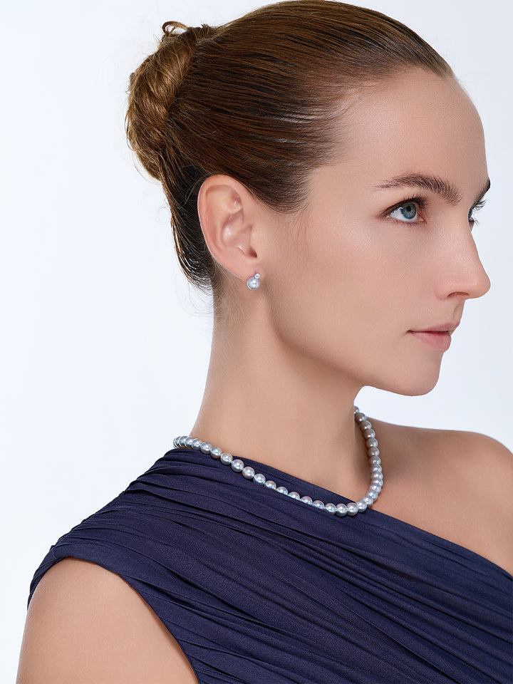 Subang Mutiara Akoya Biru Perak 18K KE00132