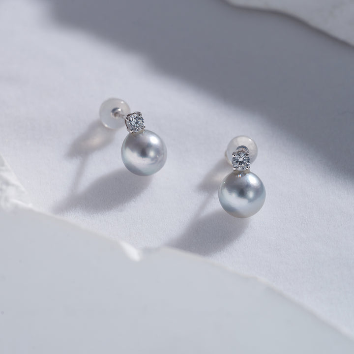 18K Silver Blue Akoya Pearl Earrings KE00132 - PEARLY LUSTRE