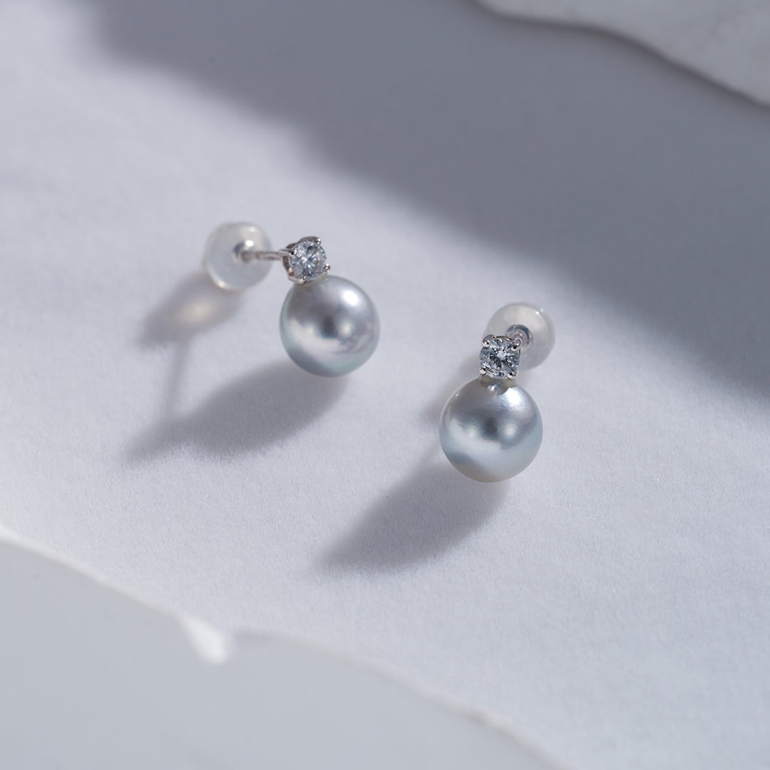 18K Silver Blue Akoya Pearl Earrings KE00132 - PEARLY LUSTRE