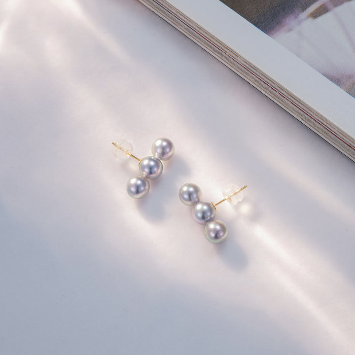 18K Silver Blue Akoya Pearl Earrings KE00136 - PEARLY LUSTRE