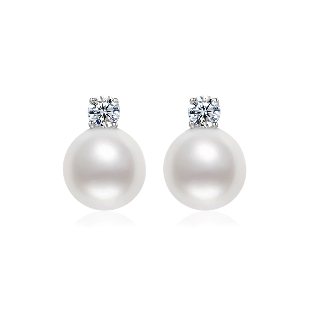 18K Gold Diamond Hanadama Akoya Pearl Earrings KE00234 - PEARLY LUSTRE