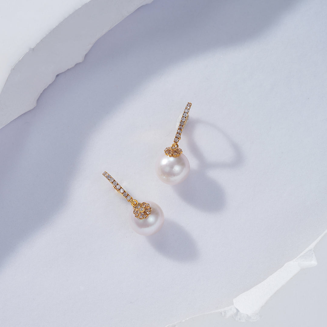 18K Solid Gold Edison Pearl Earrings KE00139 - PEARLY LUSTRE