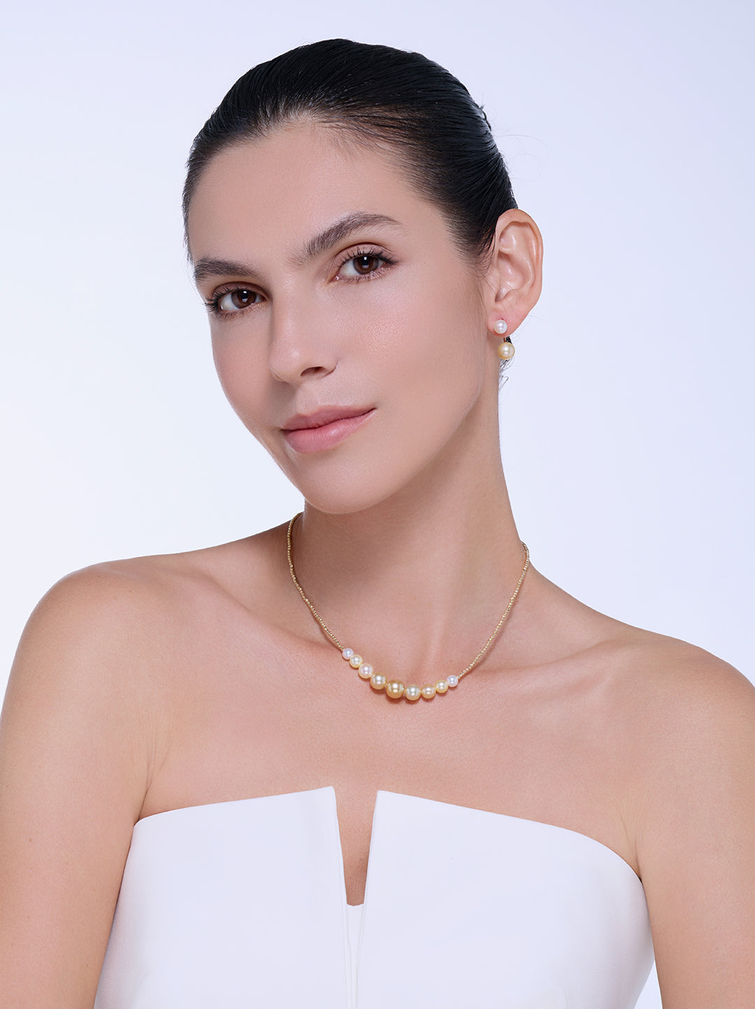 Collier de perles dorées de la mer du Sud en or 18 carats de qualité supérieure KN00209 | HARMONY
