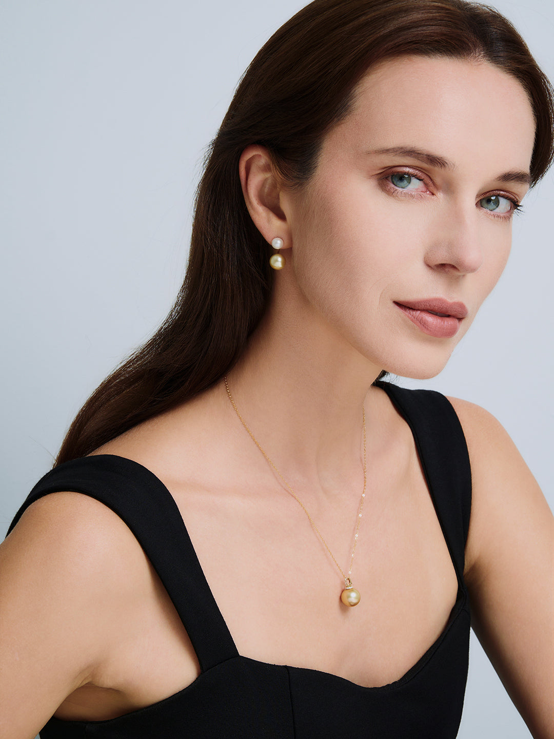 Collier de perles dorées des mers du Sud en or massif 18 carats 12 mm KN00252