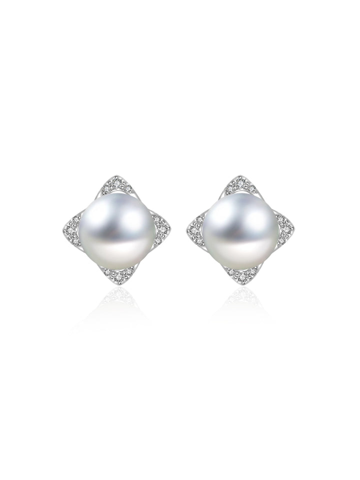 Erstklassige 18-Karat-Gold-Diamant-Silber-Ohrringe mit blauen Akoya-Perlen KE00151