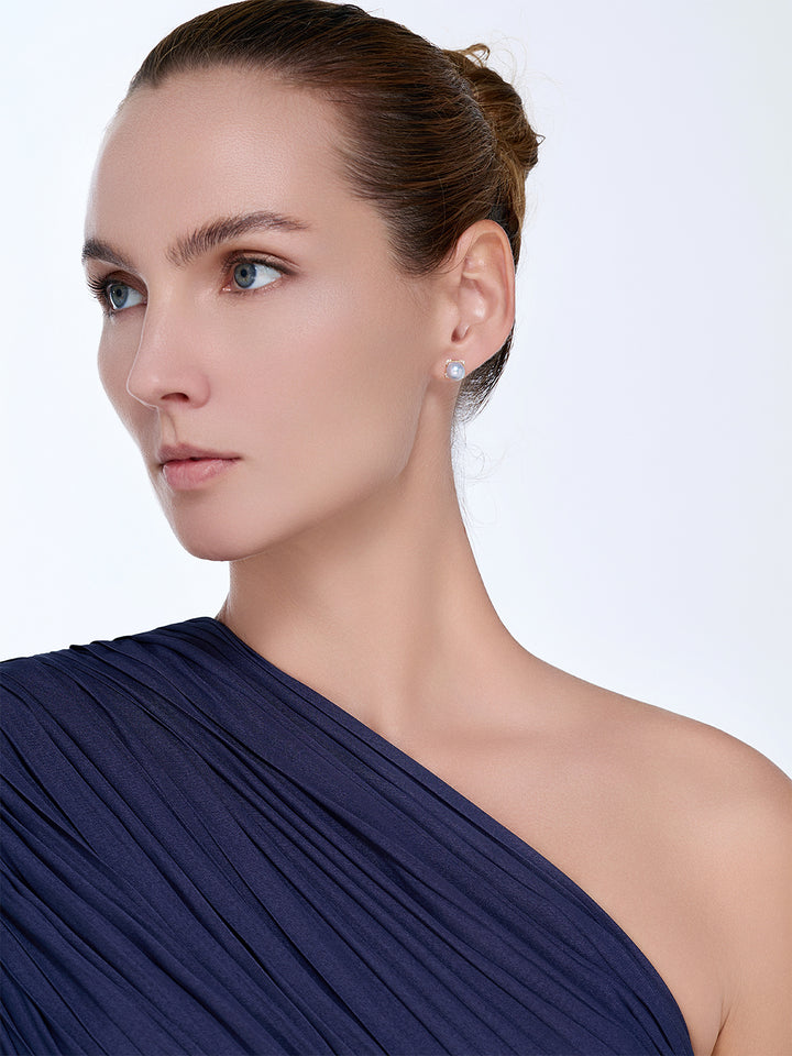 Pendientes de perla Akoya azul de plata y diamante en oro de 18K KE00152