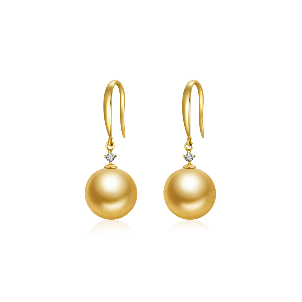 Boucles D'oreilles Argent Sterling Avec Perles Des Mers Du Sud Dorées - Fait Main - Neuf Avec étiquettes
