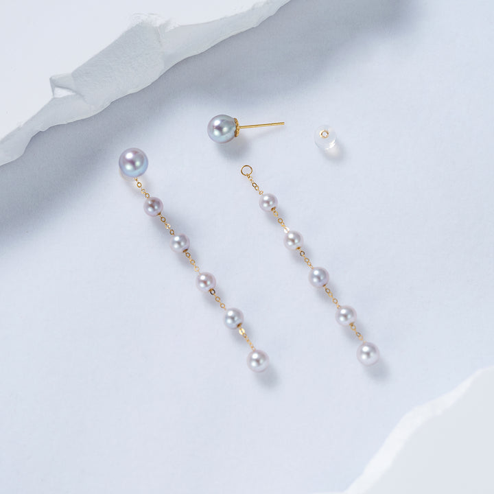 18K Gold Silver Blue Akoya Pearl Earrings KE00157 - PEARLY LUSTRE
