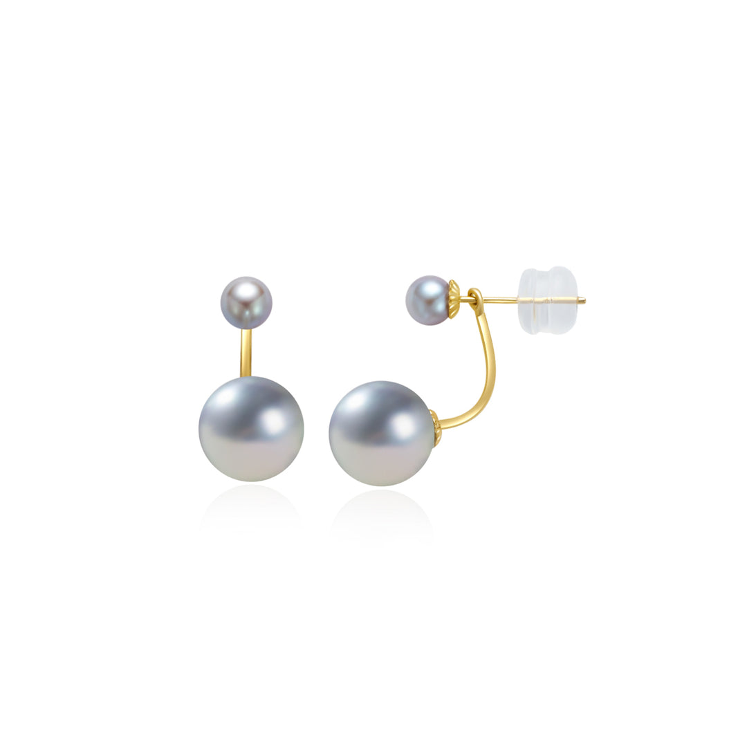 18K Gold Silver Blue Akoya Pearl Earrings KE00158 - PEARLY LUSTRE