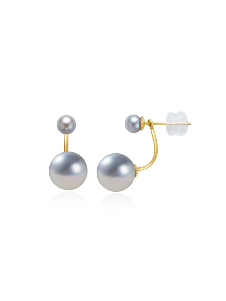 Ohrringe aus 18 Karat Gold und Silber mit blauen Akoya-Perlen KE00158