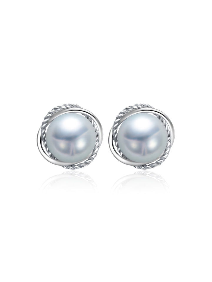 Top Grade 18K Gold Silver Blue Akoya Pearl Earrings KE00160
