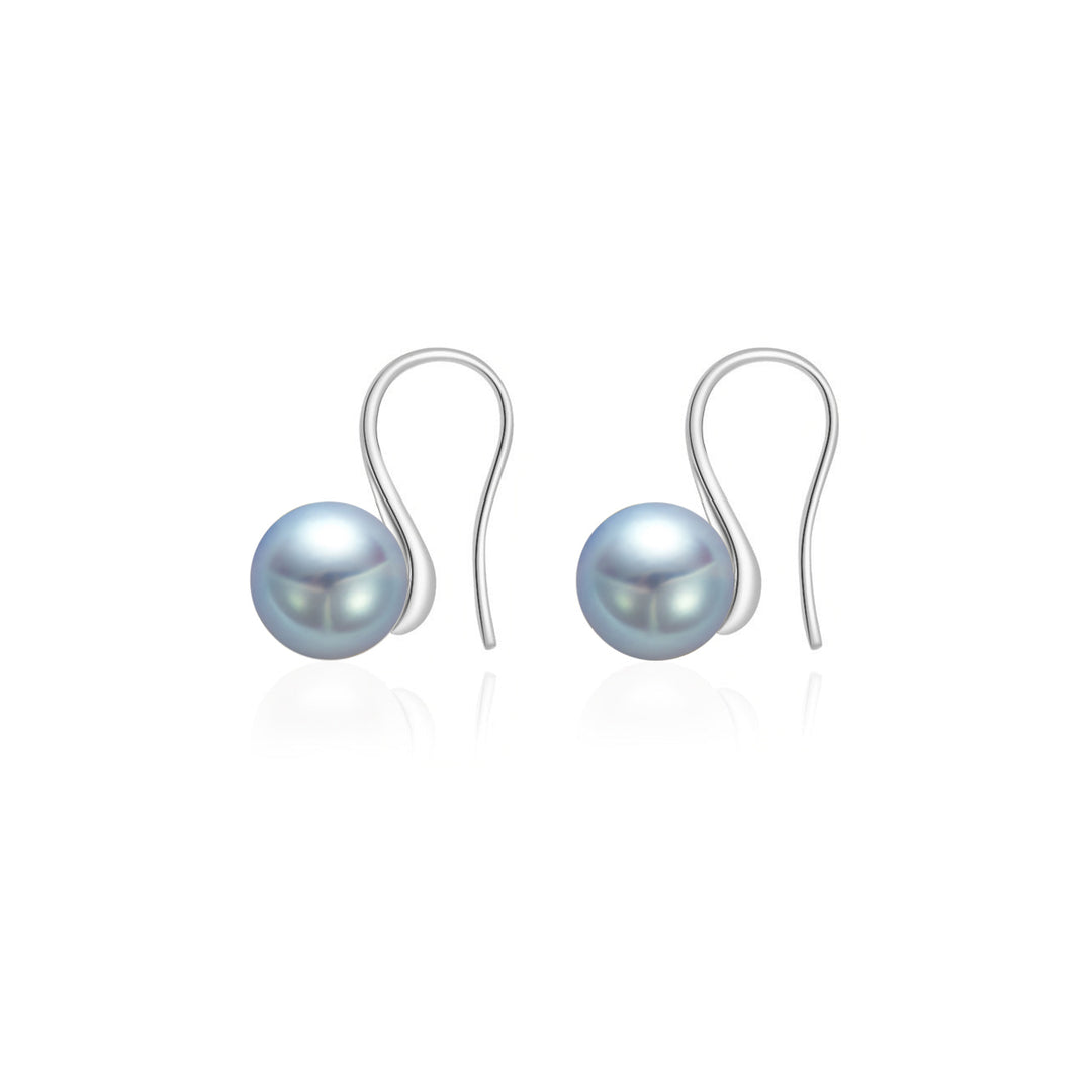 Top Lustre 18K Gold Silver Blue Akoya Pearl Earrings KE00165 - PEARLY LUSTRE