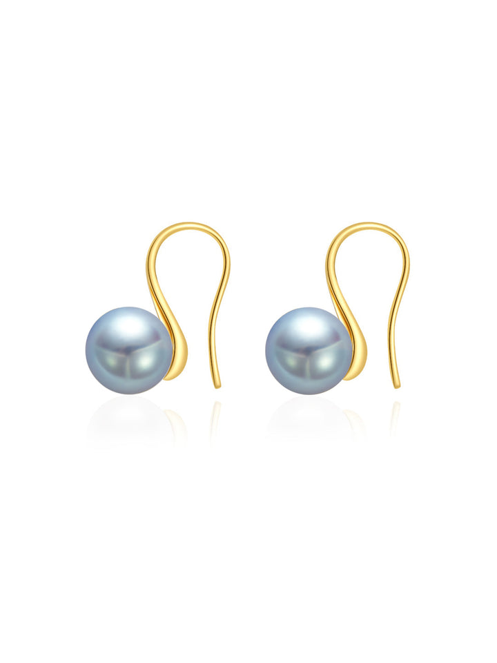 Top Lustre 18K Gold Silver Blue Akoya Pearl Earrings KE00166