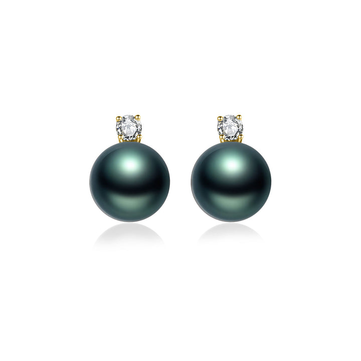 Pendientes de perlas de Tahití de primera calidad en oro de 18 quilates KE00194
