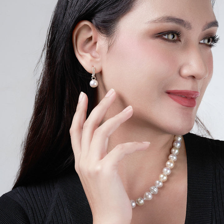 18K Solid Gold Pearl Earrings KE00170 - PEARLY LUSTRE