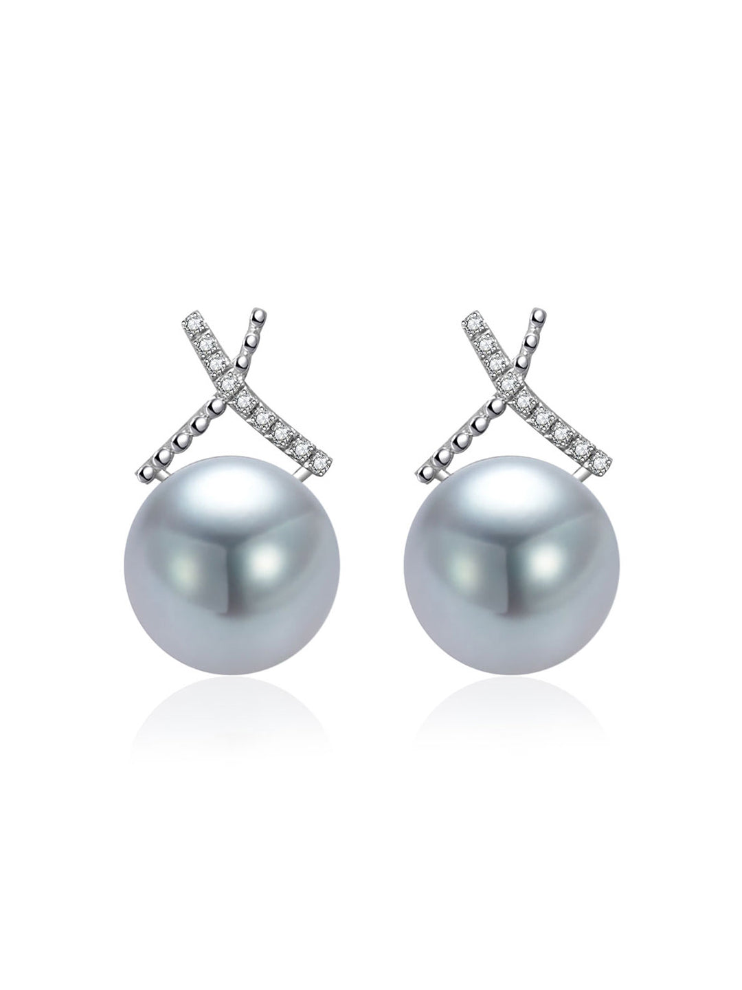 Top Lustre 18K Gold Silber Blaue Akoya Perlen Ohrringe KE00173