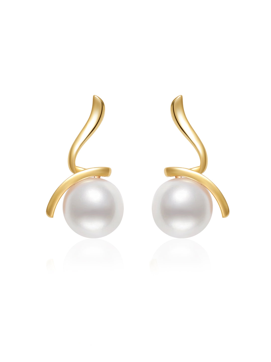 Pendientes de perlas de agua dulce de oro macizo de 18 quilates KE00183