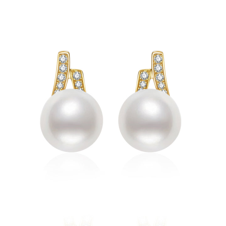 18K Solid Gold Freshwater Pearl Earrings KE00184 - PEARLY LUSTRE