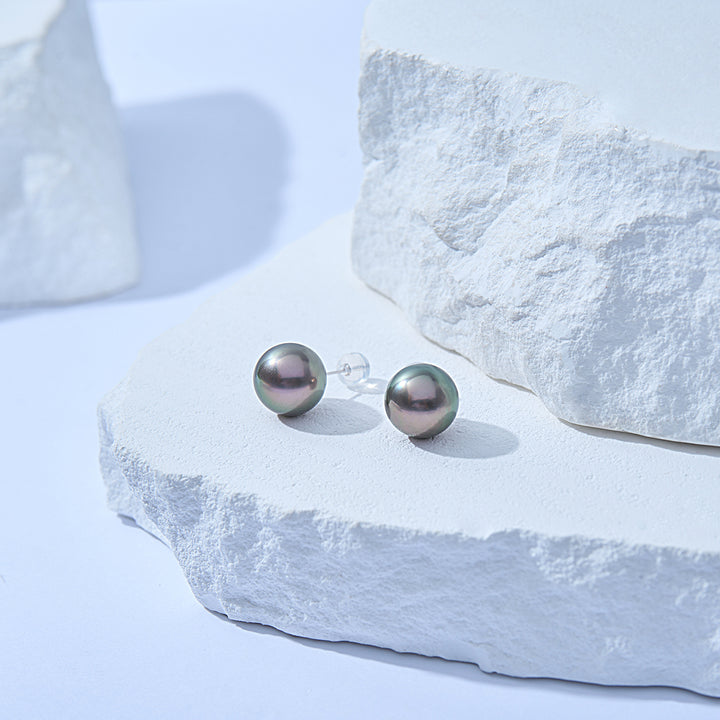 18K Gold﻿ Top Lustre Tahitian Pearl Stud Earrings KE00186