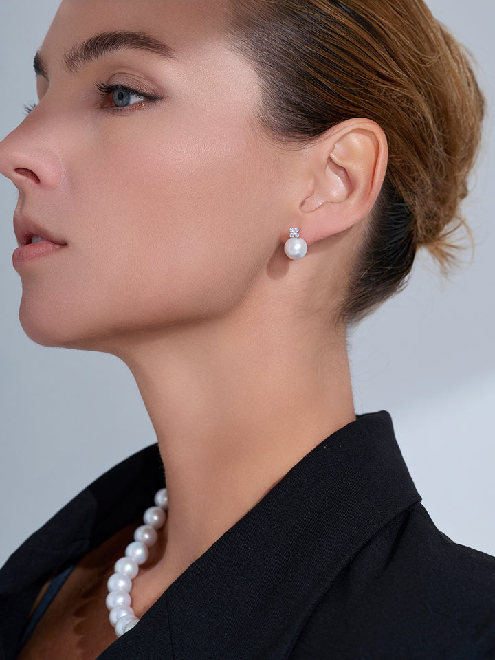 Anting-anting Mutiara Edison Gred Teratas 18k Emas Pepejal KE00187 | EVERLEAF