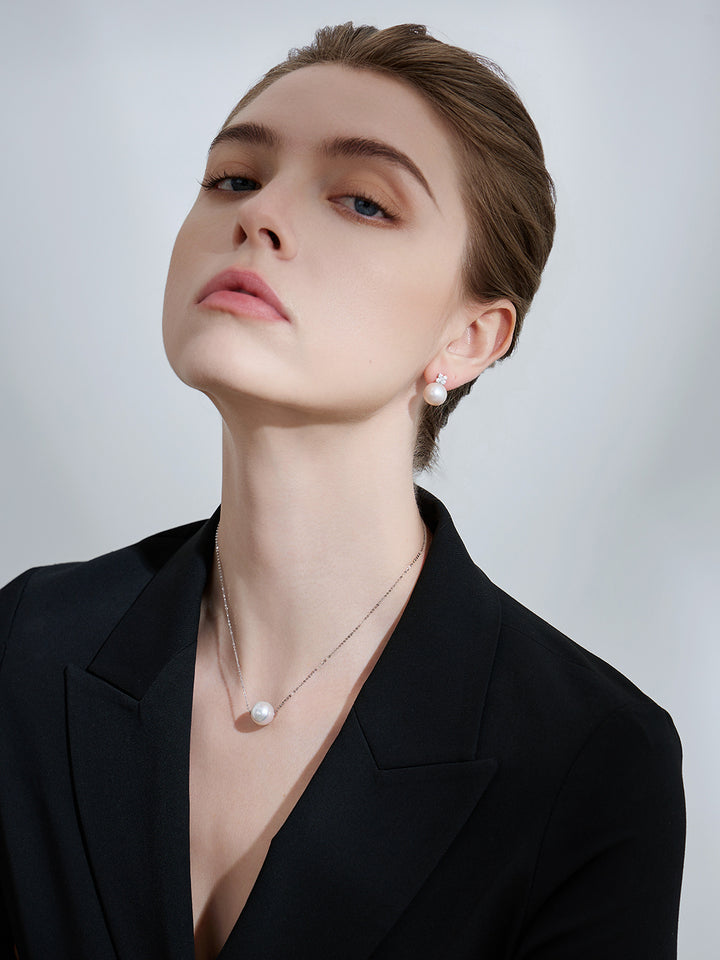 Anting-anting Mutiara Edison Gred Teratas 18k Emas Pepejal KE00187 | EVERLEAF