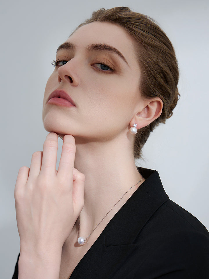 Anting-anting Mutiara Edison Gred Teratas 18k Emas Pepejal KE00187 | EVERLEAF