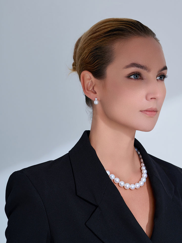 Anting-anting Mutiara Edison Gred Teratas 18k Emas Pepejal KE00187 | EVERLEAF