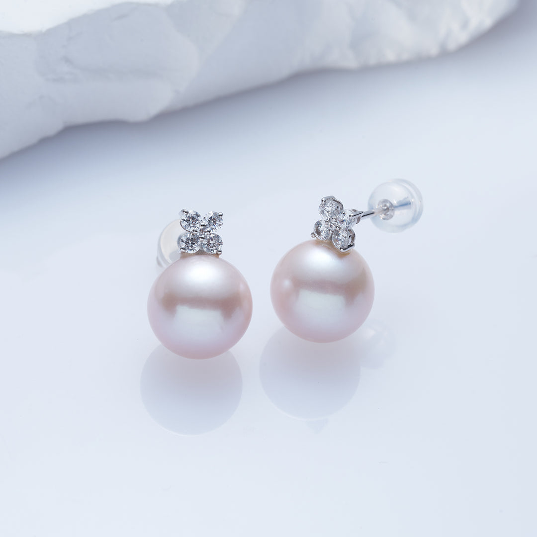 Orecchini di perle d'acqua dolce di grado superiore WE00621 | EVERLEAF