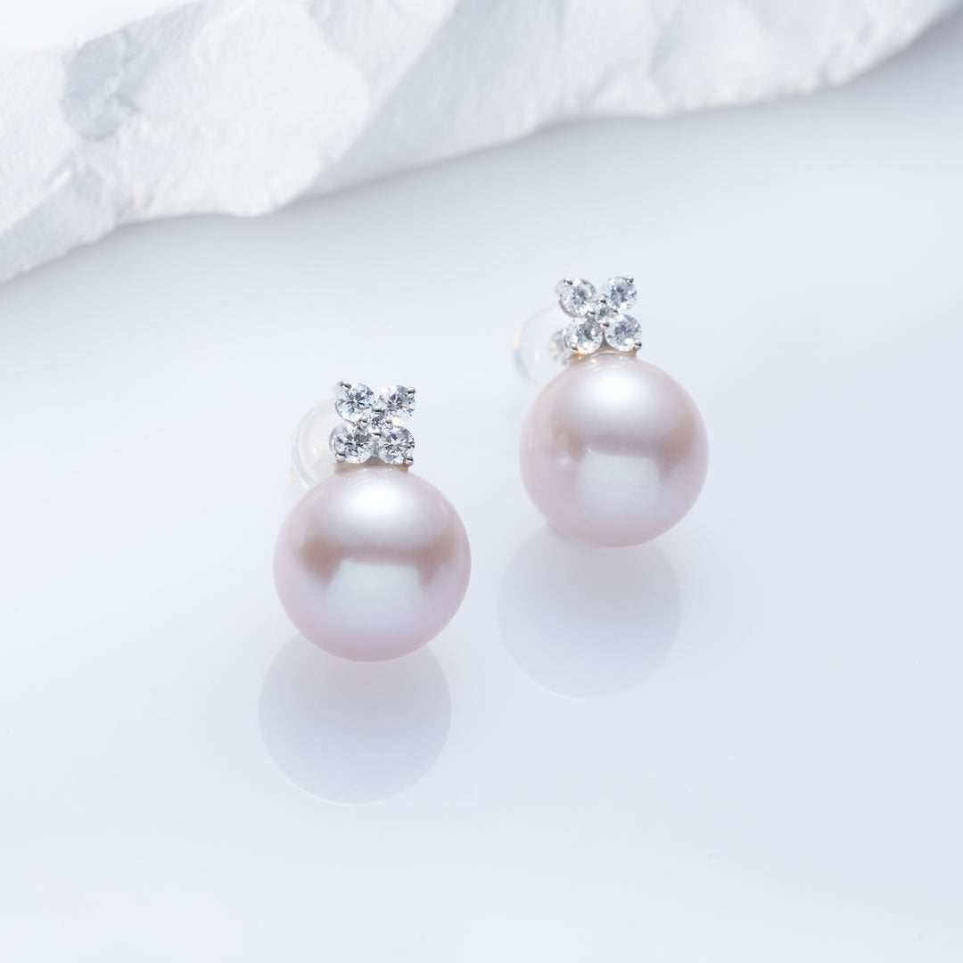 Boucles d'oreilles en perles d'eau douce de qualité supérieure, WE00621 | FEUILLES CONTINUES
