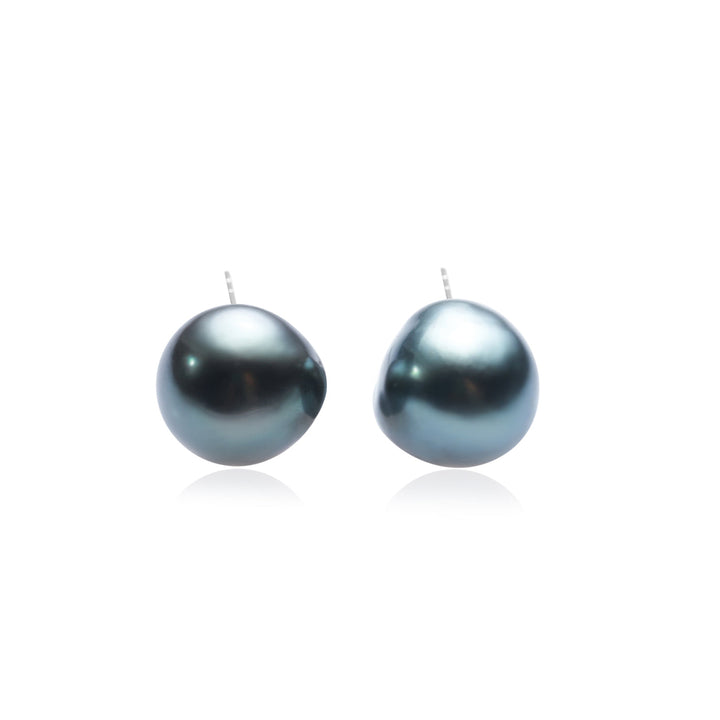 18K Gold﻿ Top Grade Tahitian Baroque Pearl Stud Earrings KE00192