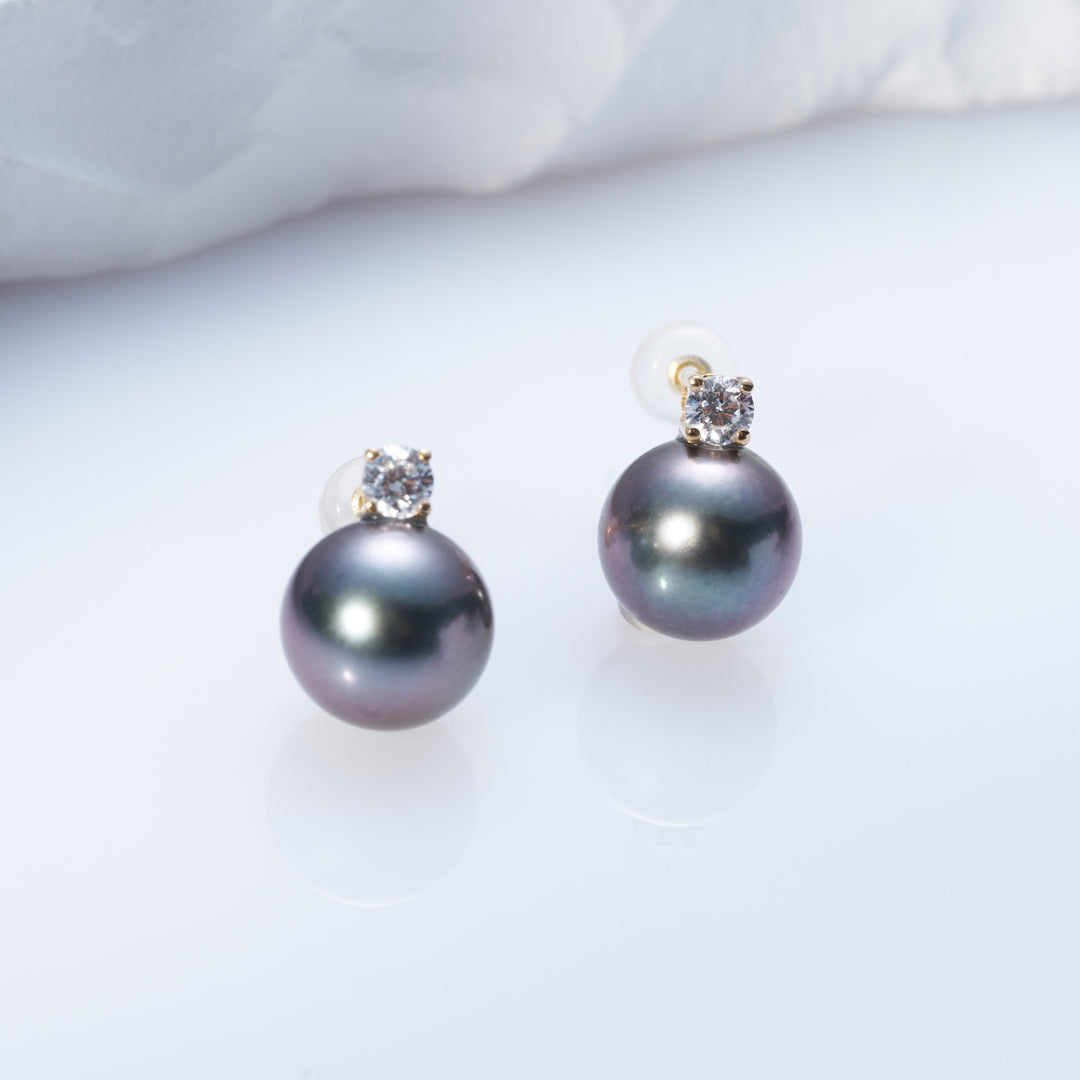 Boucles d'oreilles en or 18 carats avec perles de Tahiti de qualité supérieure KE00194
