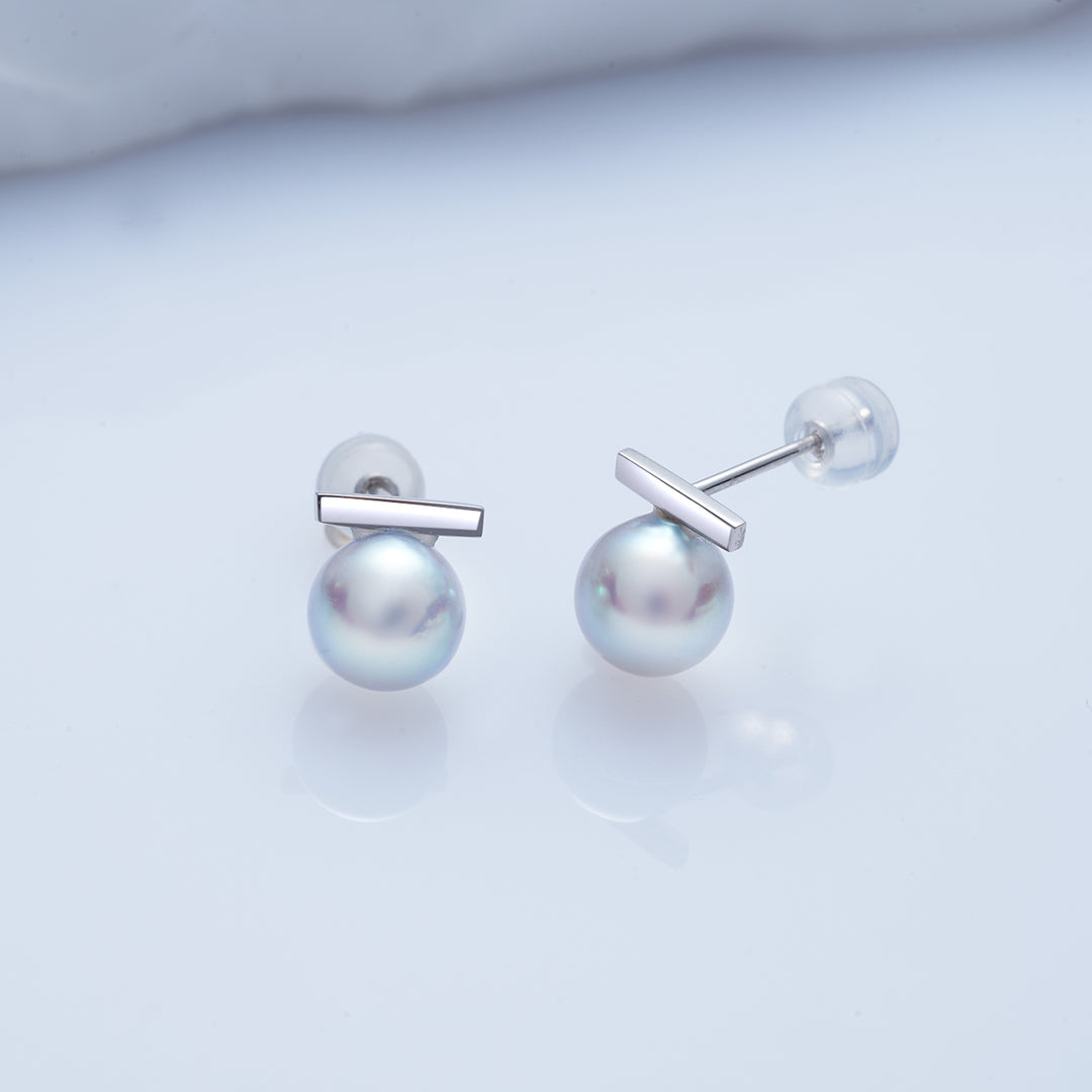 Boucles d'oreilles en or 18 carats et argent de qualité supérieure avec perles Akoya KE00195