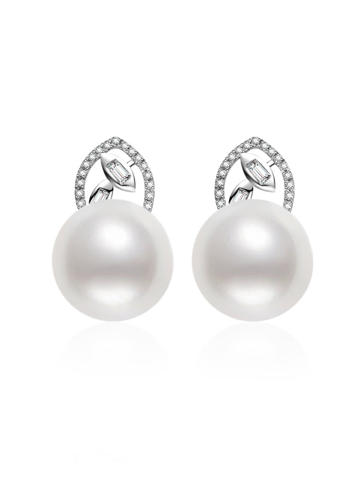 18k纯金澳大利亚白珍珠耳环 KE00196