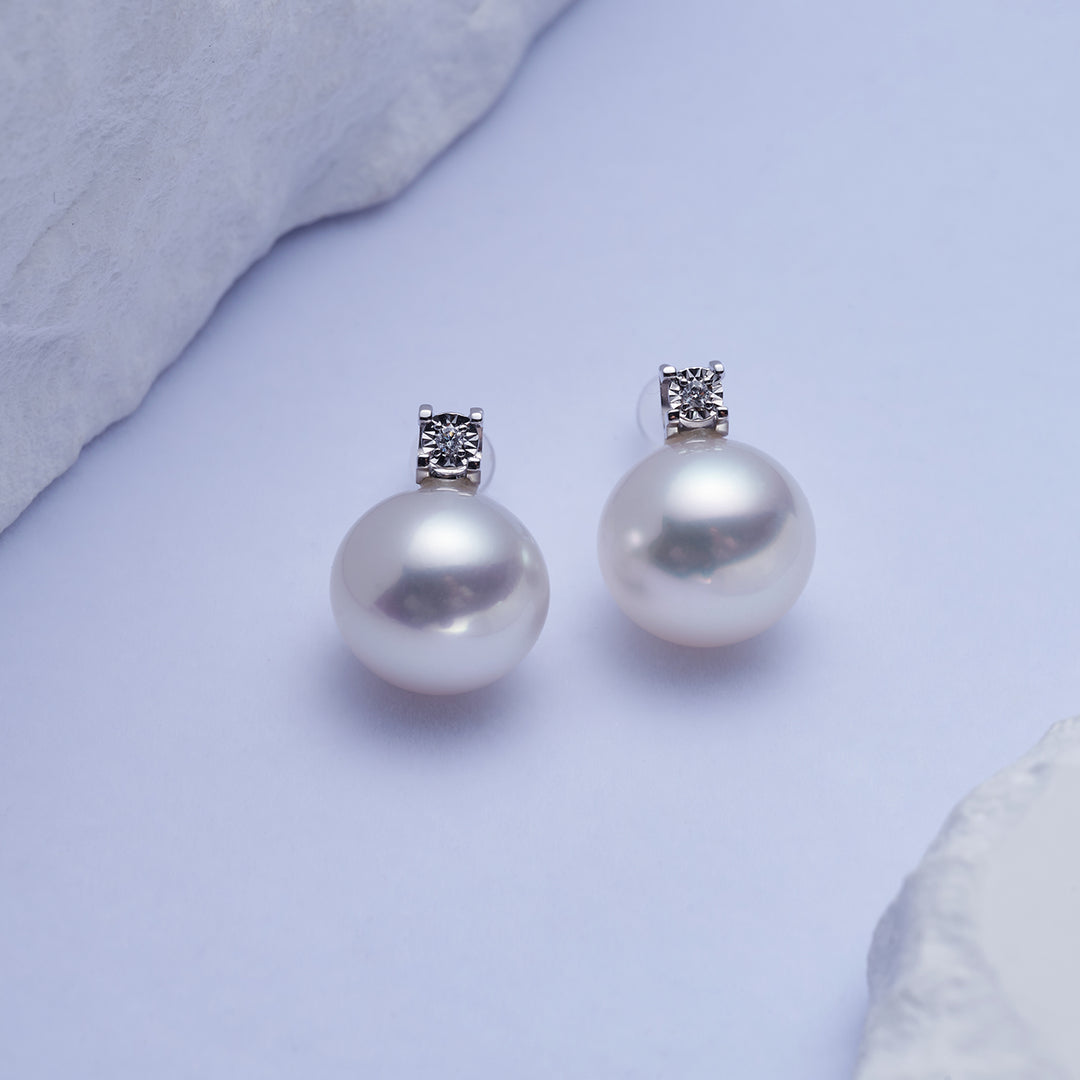 18k Solid Gold Australian White Pearl Earring KE00197