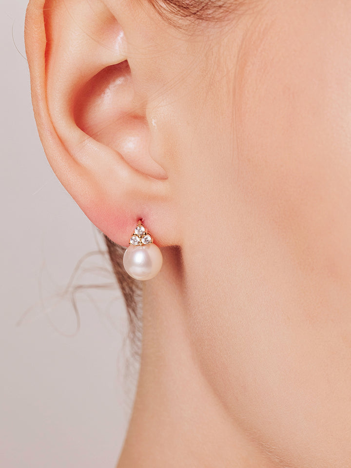 Anting-anting Mutiara Air Tawar Gred Teratas Emas Pepejal 18K KE00199