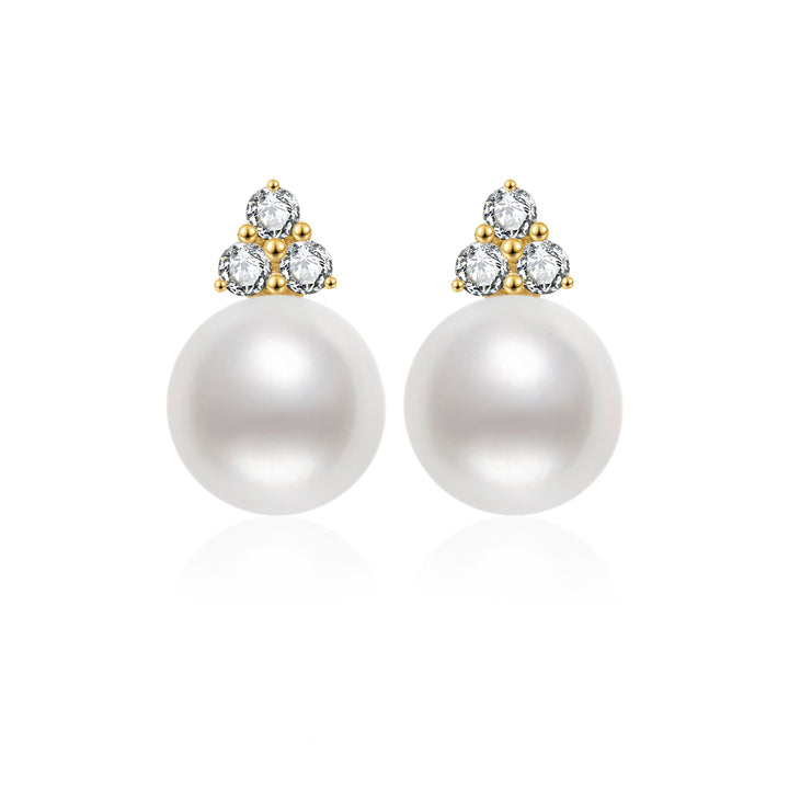 18K Solid Gold Freshwater Pearl Earrings KE00199