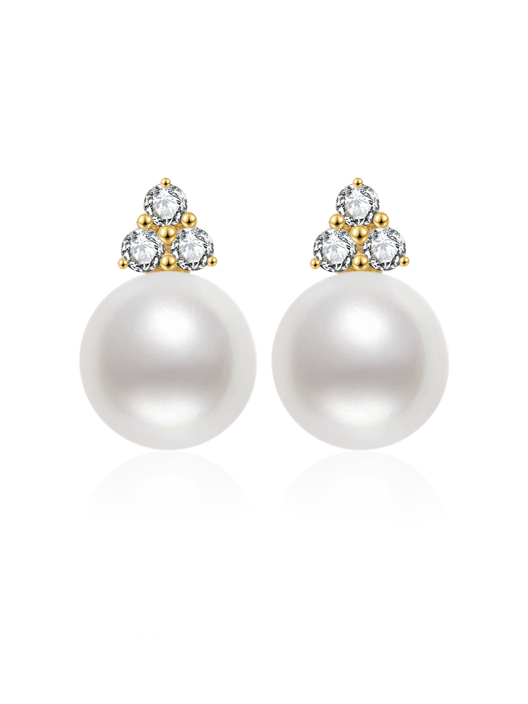 18K Solid Gold Top Grade Freshwater Pearl Earrings KE00199