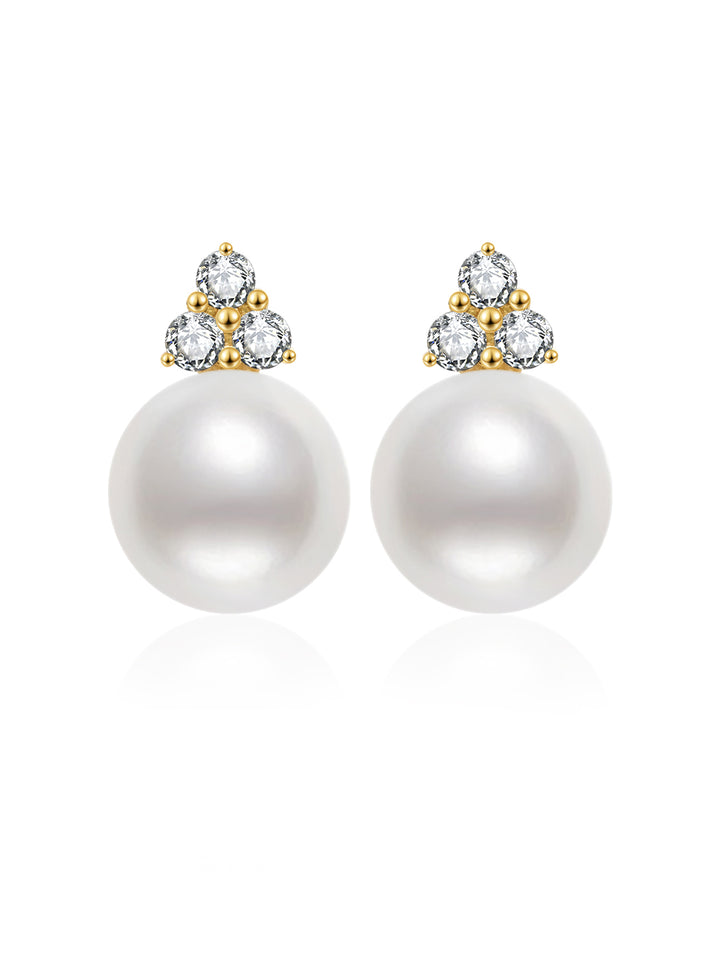 18K Solid Gold Top Grade Freshwater Pearl Earrings KE00199