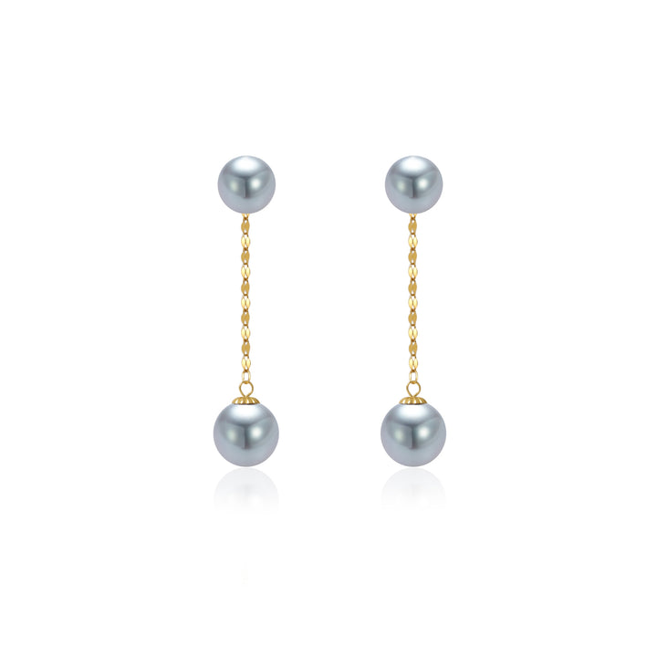 18K Gold﻿ Top Grade Silver Akoya Pearl Earrings KE00203 - PEARLY LUSTRE