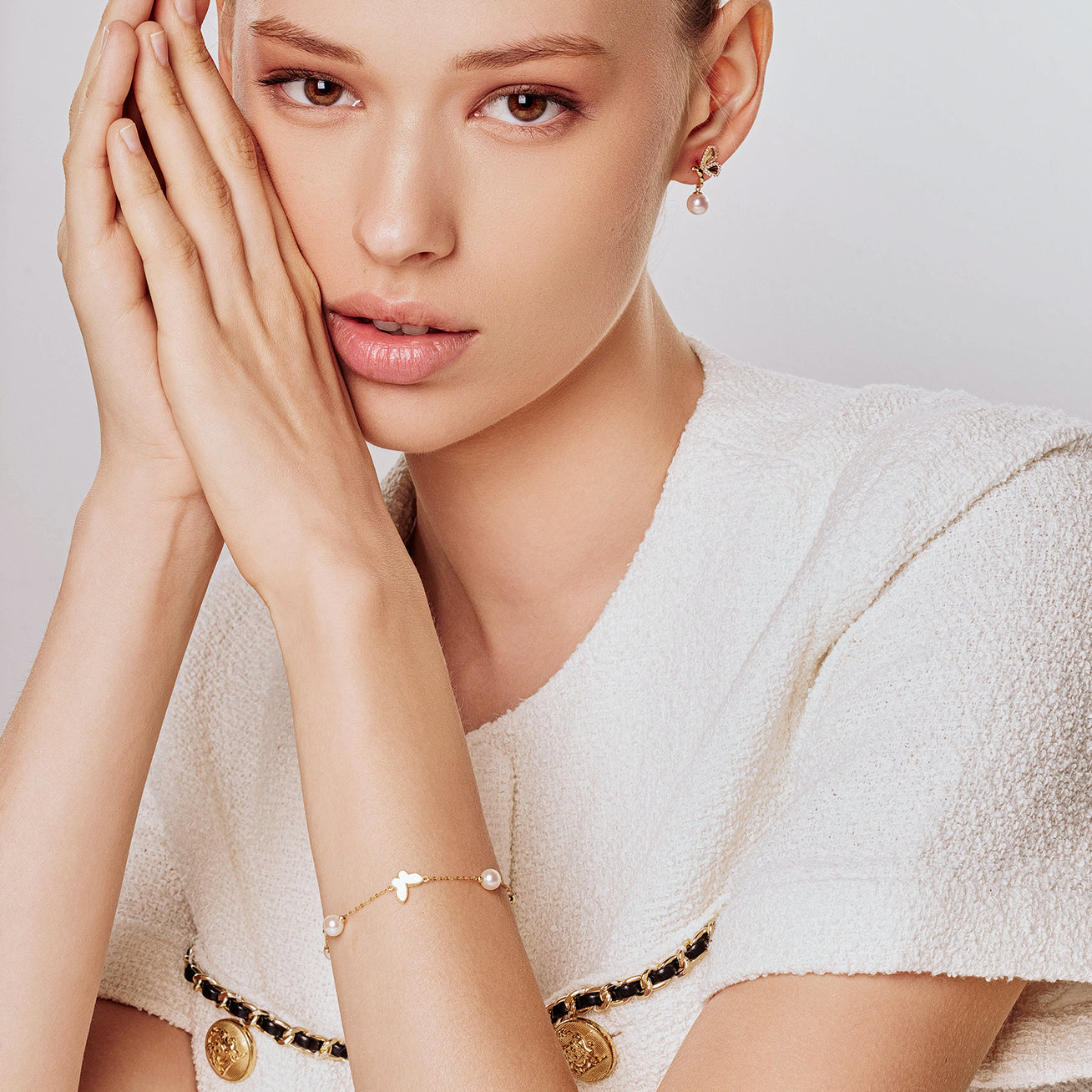 18K Solid Gold Akoya Hanadama Pearl Earrings KE00205 - PEARLY LUSTRE