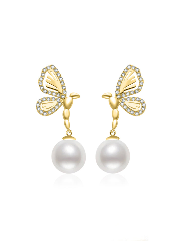 18K Solid Gold Akoya Hanadama Pearl Earrings KE00205